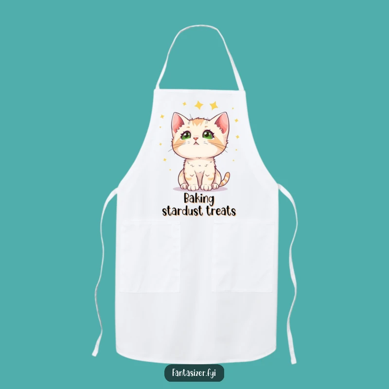 Funny Kitten Stargazing Apron: Whimsical Celestial Wonder Kitchen Gift for Cat Lovers