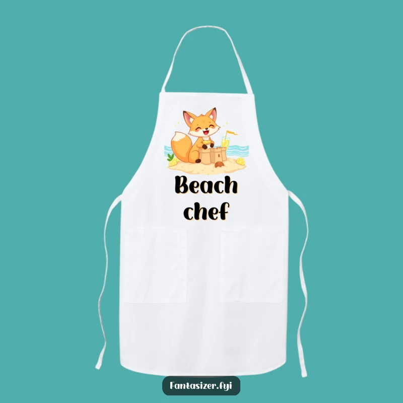 Funny Fox Sandcastle Apron: Hilarious Kitchen Wear for Joyful Cooking Gift