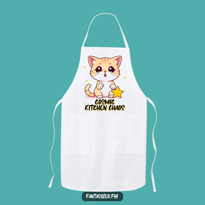 Funny Surprised Cat Apron: Cook with Cosmic Surprise