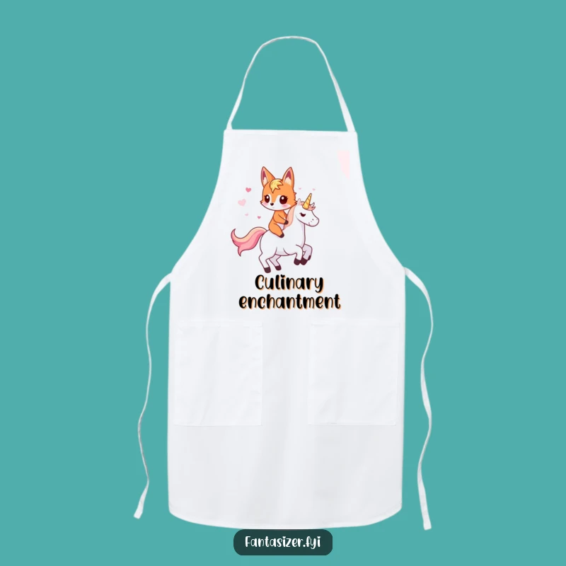 Funny Fox Riding Unicorn Apron: Whimsical Kitchen Fun, Gift