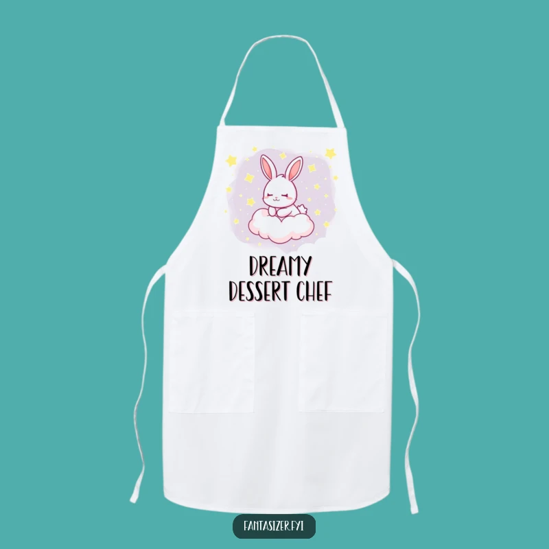 Funny Kitchen Dreamer Rabbit Apron: Whimsical Starry Cloud Gift for Cooks