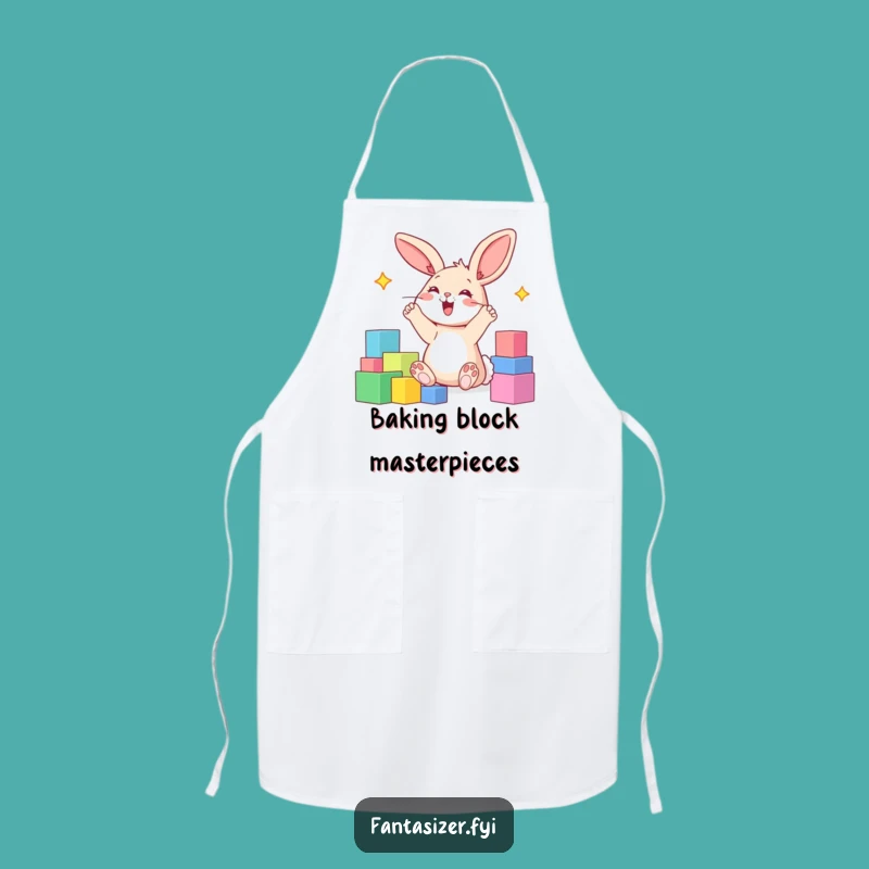 Funny Bunny Blocks Apron: Imaginative Gift for the Creative Cook