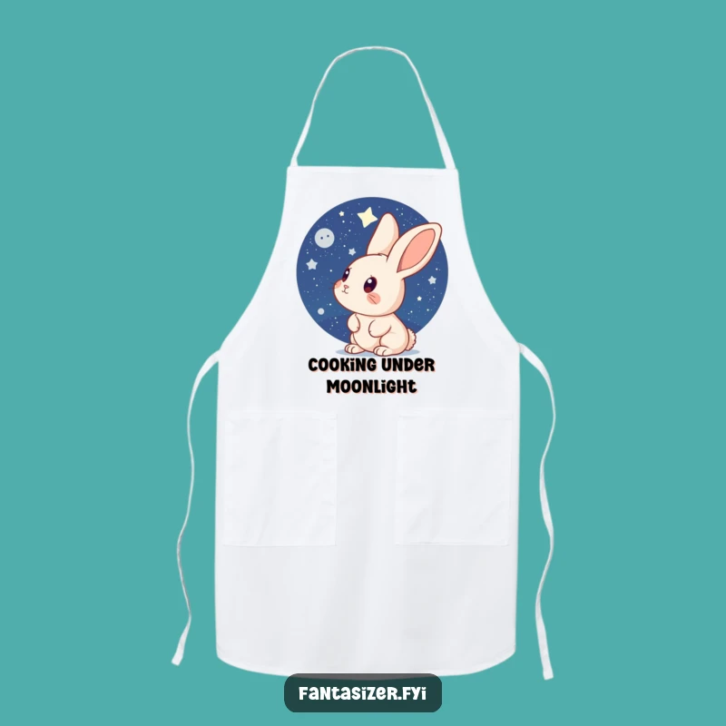 Funny Curious Rabbit Stargazer Apron: Kitchen Astronomy for Chefs Gift