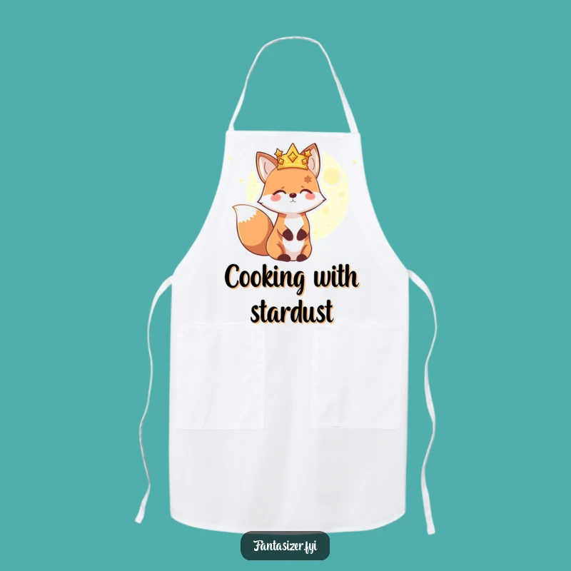 Funny Fox Cosmic Apron: Starry Chef in Space, Hilarious Cooking Gift for Explorers