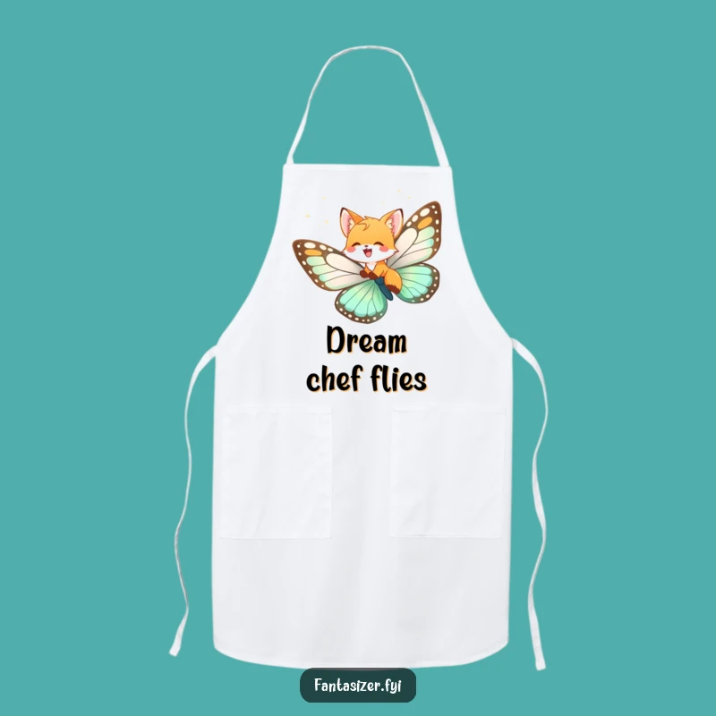 Funny Fox Cub Butterfly Apron: Flying Chef, Humorous Kitchen Decor Gift
