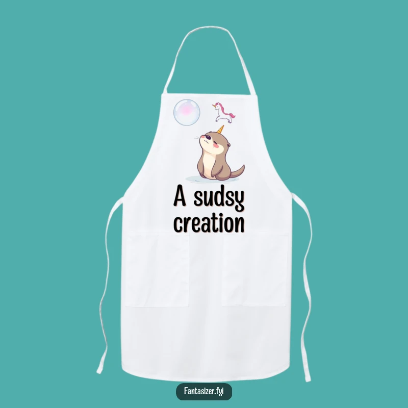 Funny Otter Bubble Unicorn Apron: Cook with Whimsical Cheer!