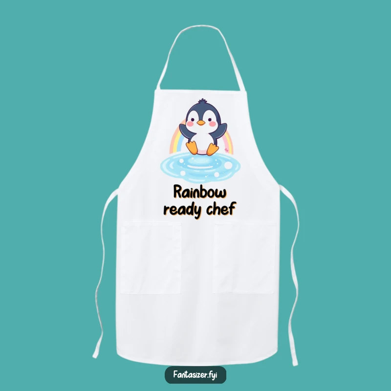 Funny Penguin Apron - Culinary Rainbow Slide Fun & Kitchen Humor
