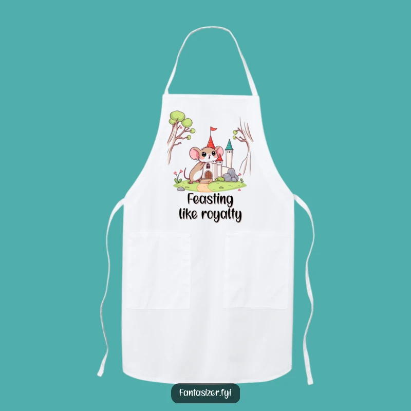 Funny Surprised Mouse Castle Apron: Tiny Explorer Kitchen Wear Gift