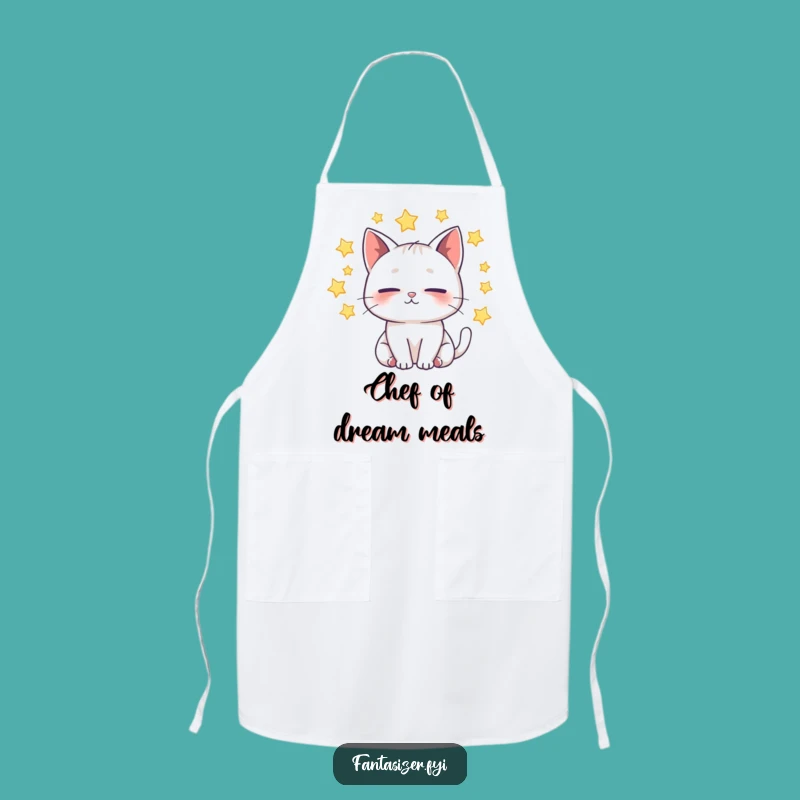 Funny Whimsical Cat Dream Apron: Kitchen Magic with a Starry Feline Gift