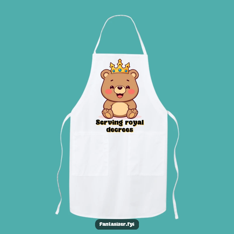 Funny King Bear Apron - Cook Like Royalty, Hilarious Kitchen Gift