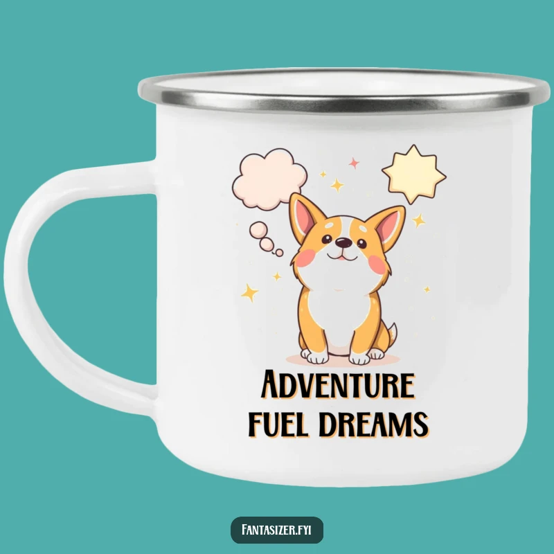 Durable Funny Corgi Dreamer Camping Mug - Outdoor Fantasy Fun