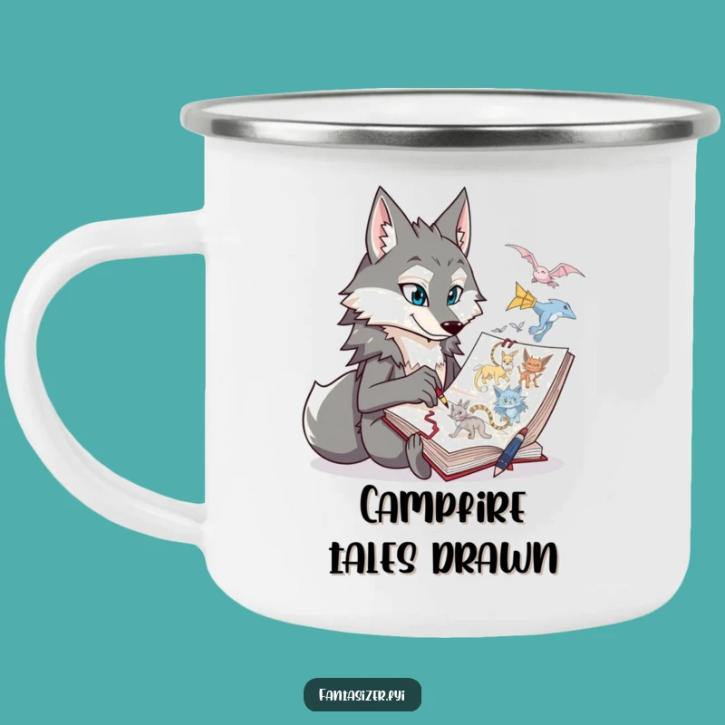 Funny Wolf Artist Camp Mug - Durable & Creative Outdoor Gift