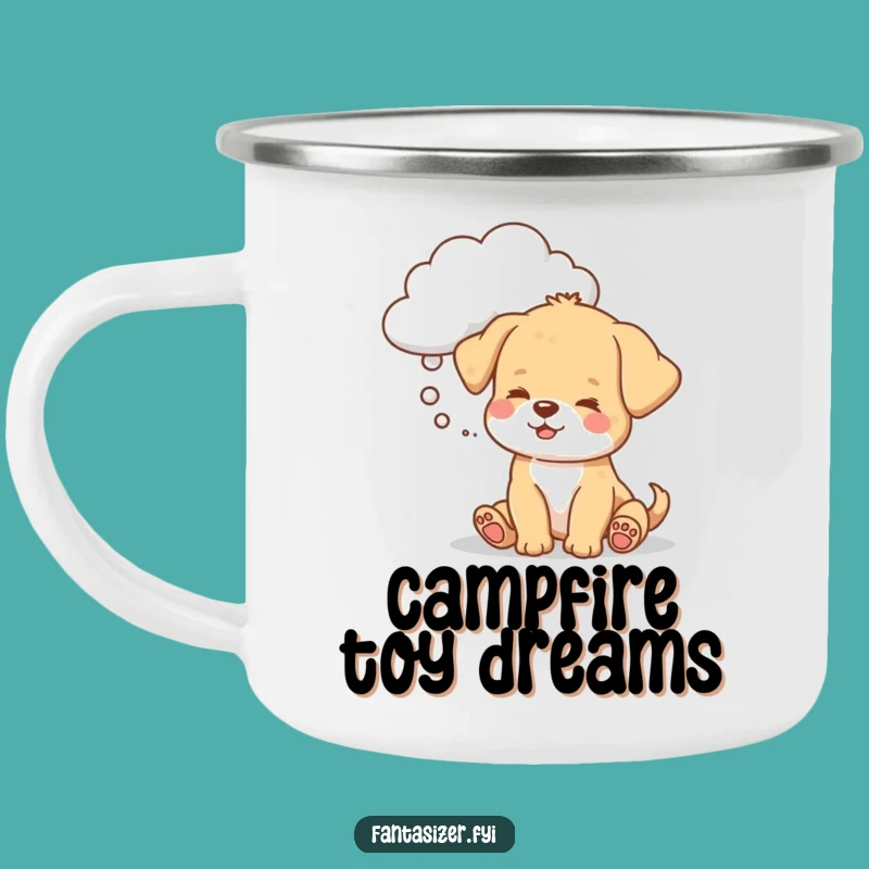 Funny Puppy Cloud Camping Mug: Toy Dreams, Cozy Outdoor Humor Gift