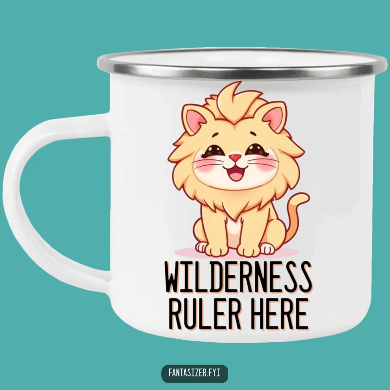 Funny Cat Lion Camping Mug: Majestic & Rugged Funny Gift for Adventurers