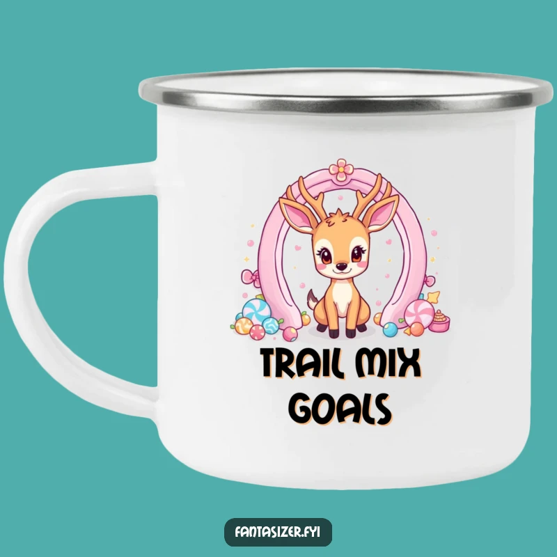 Funny Deer Camping Mug - Sweet Trails Adventure & Candy Portal