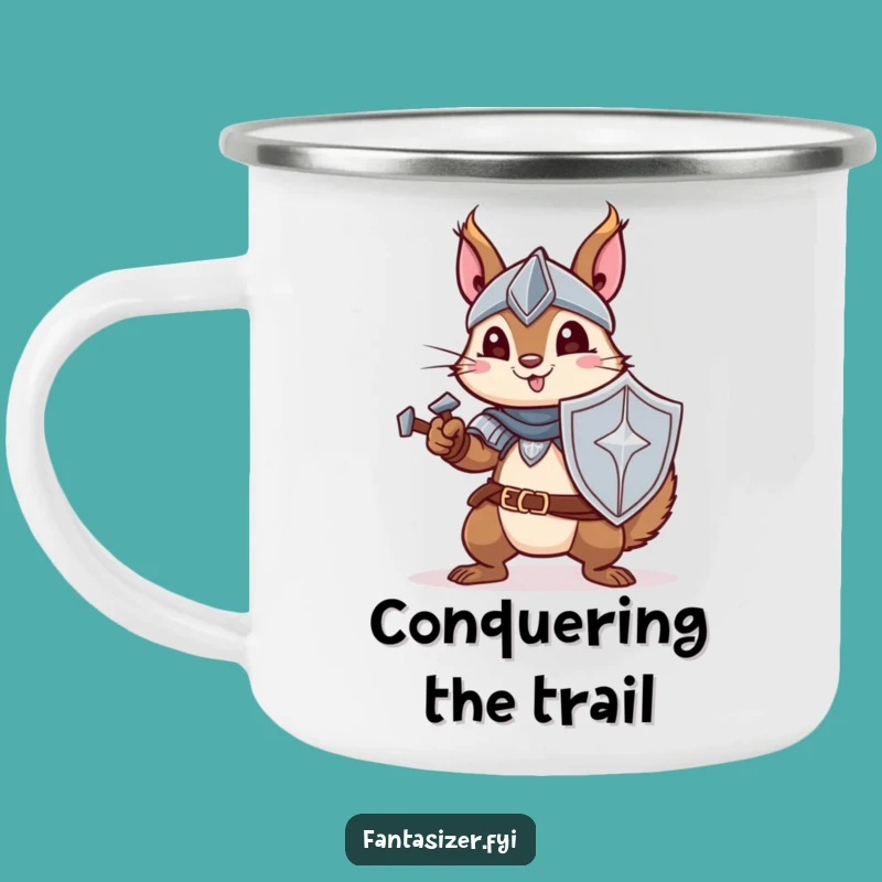 Funny Knight Squirrel Camping Mug - Brave Campfire Tales, Hilarious Outdoor Gift