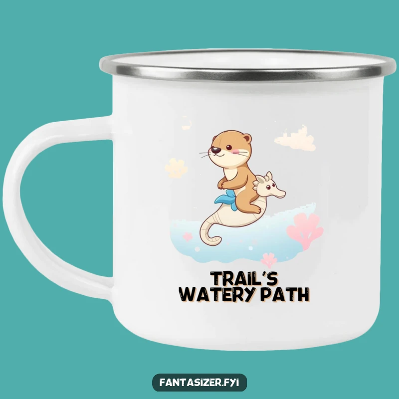 Funny Otter Seahorse Camping Mug: Ocean Journey Drinkware, Perfect Funny Gift for Campers