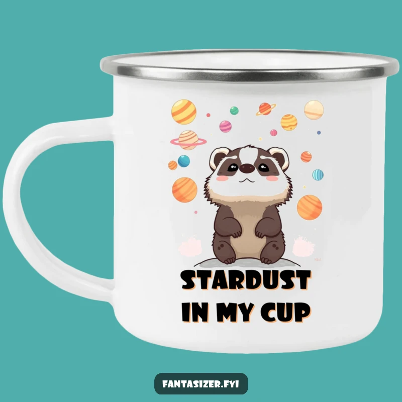 Funny Outdoor Badger Planet Camping Mug: Whimsical Adventure Gift for Campers