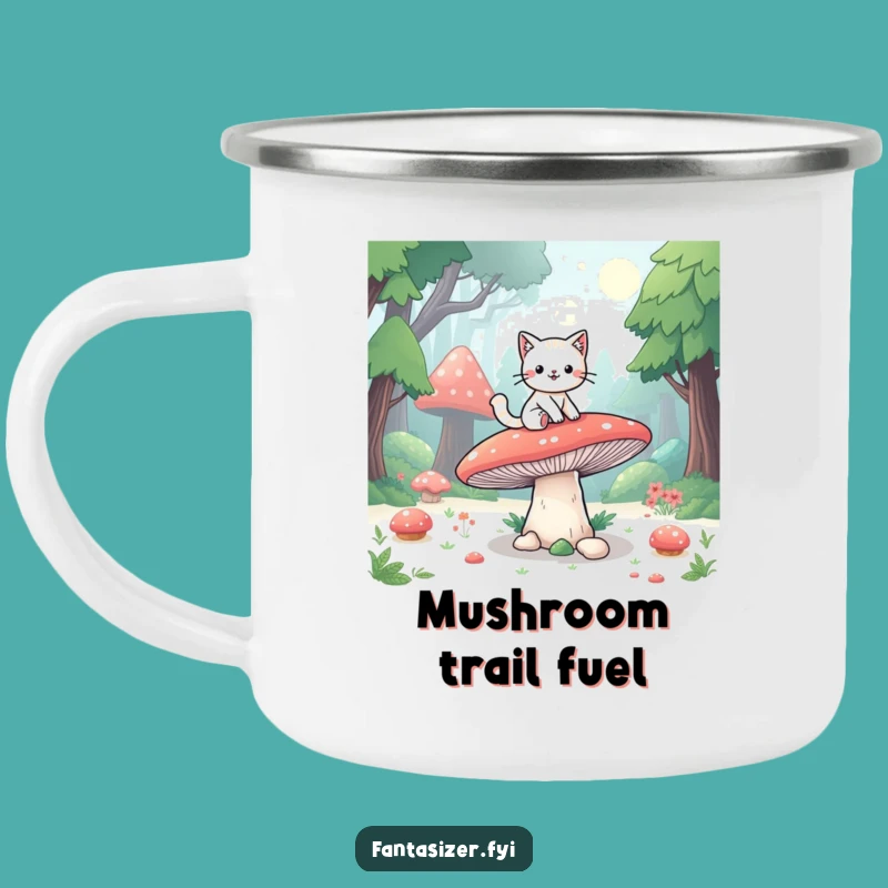 Funny Cat Mushroom Camping Mug: Playful Forest Adventure Gift