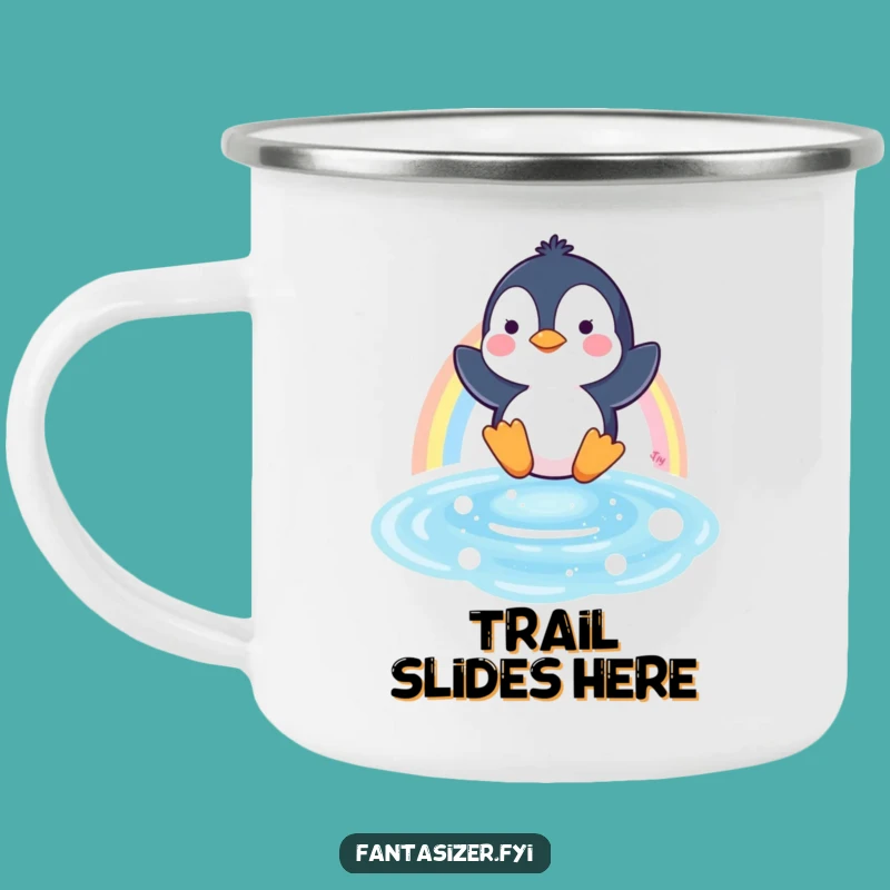 Funny Penguin Camping Mug - Arctic Rainbow Adventure Trail Humor
