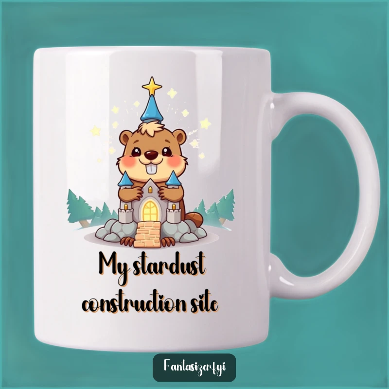 Funny Beaver Building Stardust Castle Mug, A Whimsical Gift for Dreamers