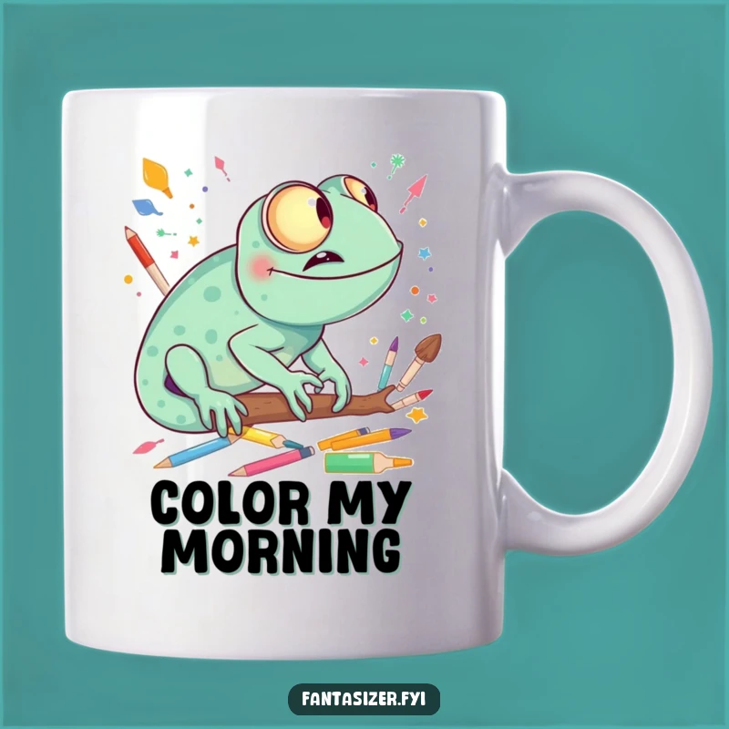 Funny Chameleon Artist Mug - Creative Fantasy Gift for Art Lovers