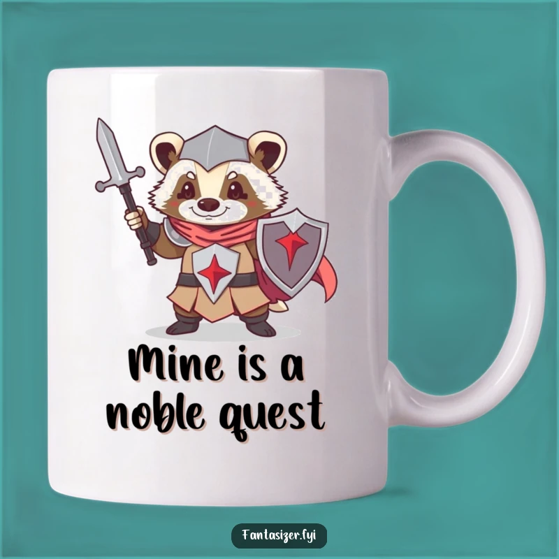 Funny Knight Badger Mug: Brave Warrior Animal, Perfect Humorous Gift for Fantasy Fans