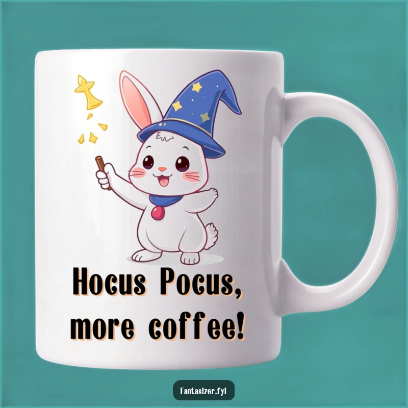Funny Wizard Rabbit Mug: Magical Spell Casting Bunny Gift