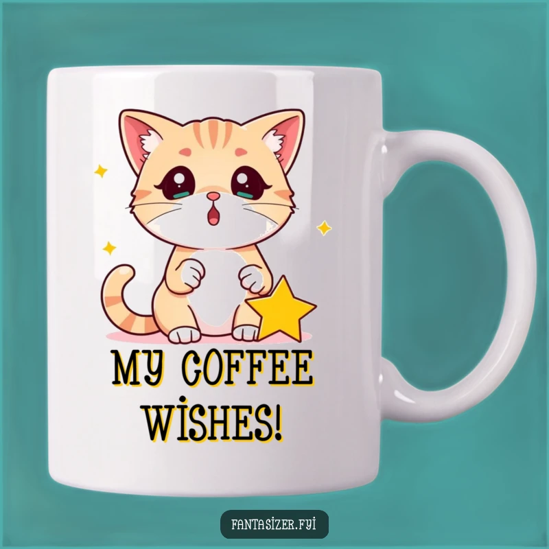 Funny Surprised Cat Star Mug: Cosmic Wonder Gift for Pet Lovers