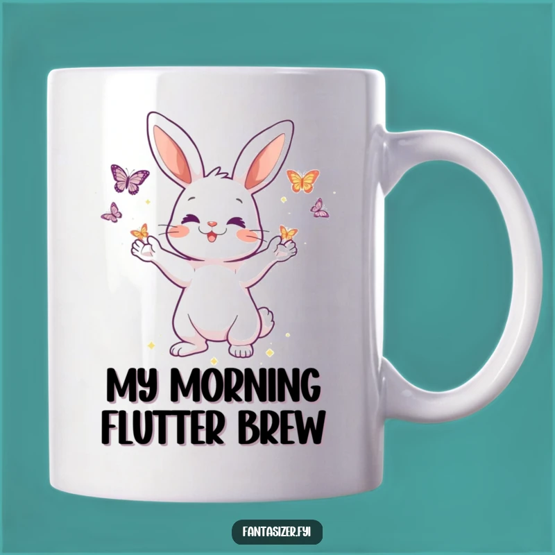 Funny Rabbit Magic Mug: Playful Conjurer Creating Butterflies, Perfect Whimsical Gift