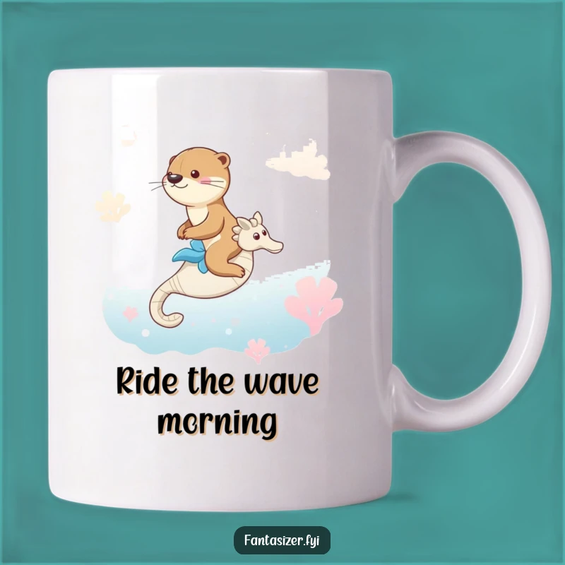 Funny Otter Seahorse Mug: Dreamy Ocean Ride, Perfect Gift for Animal Lovers
