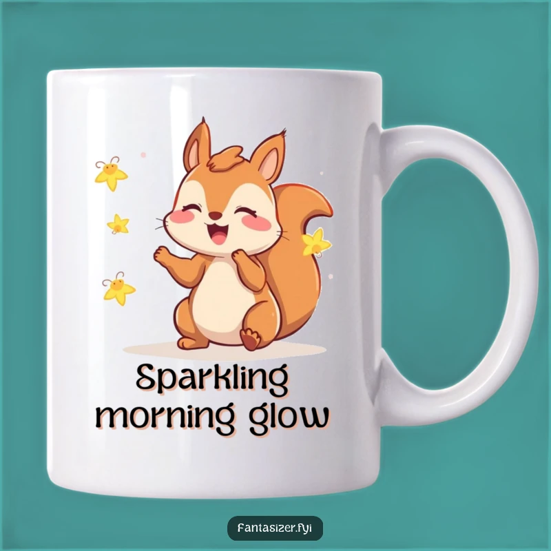 Funny Squirrel Fireflies Mug: Joyful Night Humor, Perfect Gift