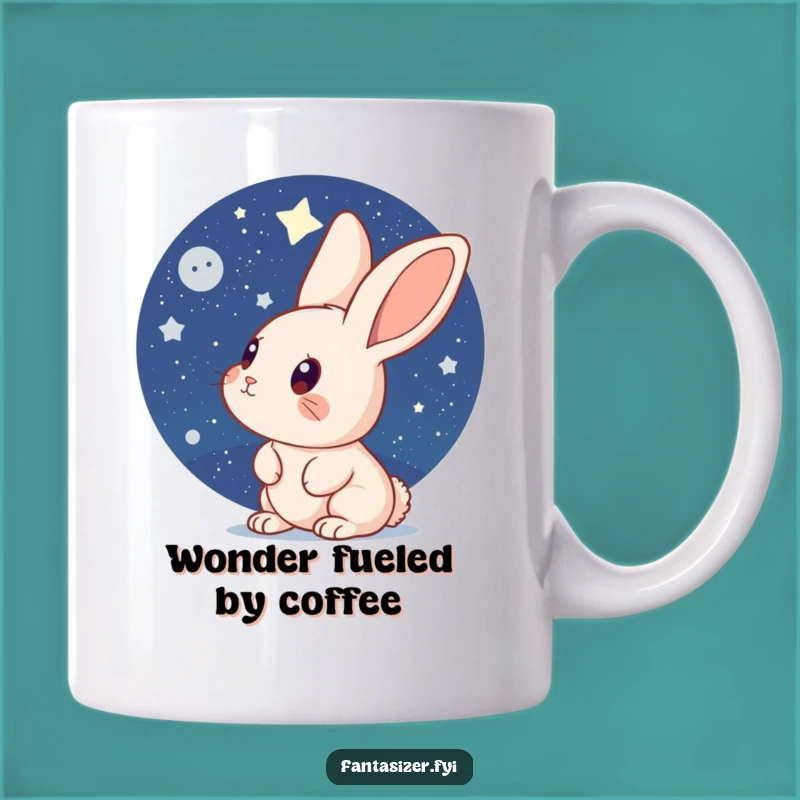 Funny Curious Rabbit Stargazer Mug: Night Sky Wonder Gift