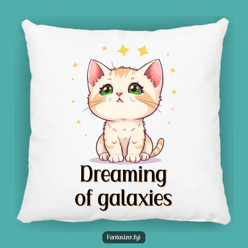 Funny Kitten Stargazing Pillow: Cozy Celestial Wonder Accent for Cat Lover's Home