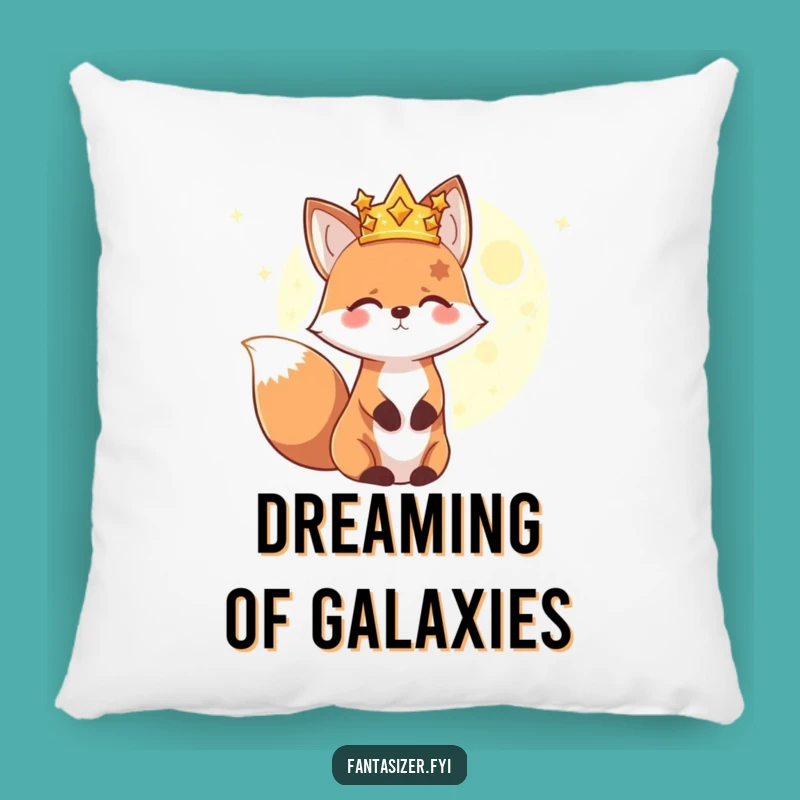 Funny Fox Cosmic Pillow: Cozy Cushion with a Starry Fox, Celestial Planet Design, Cute Gift