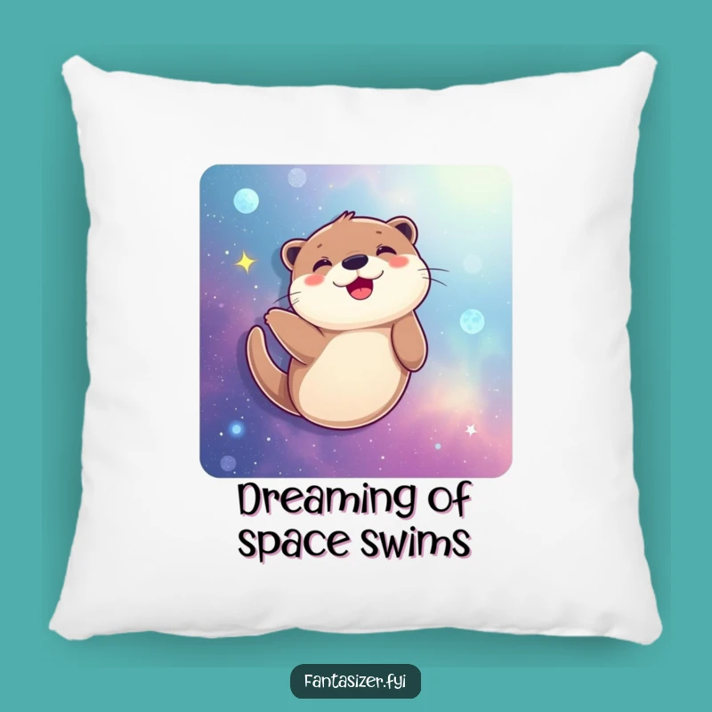 Funny Joyful Otter Galaxy Swimmer Pillow: Cozy Cosmic Comfort Gift