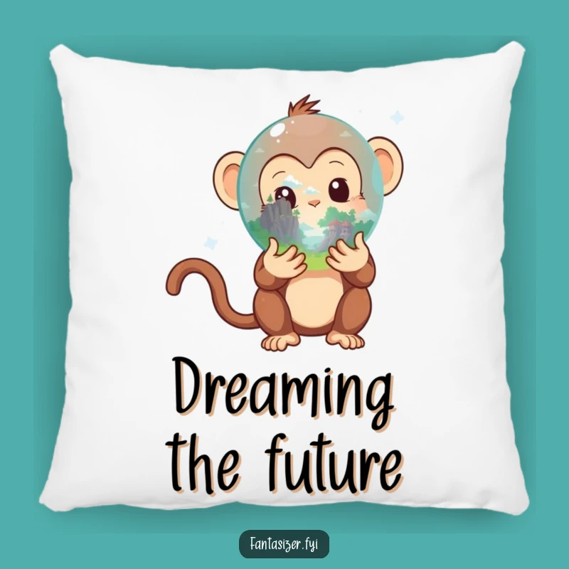 Funny Monkey Crystal Ball Pillow: Soft & Cozy Comfort, Hilarious Mystical Accent Gift