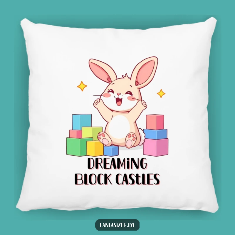 Funny Bunny Blocks Pillow: Cozy Gift for Imaginative Naps