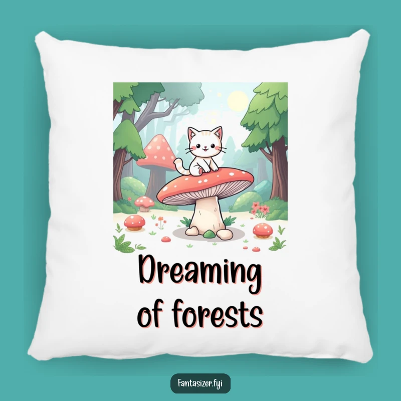 Funny Cozy Cat Mushroom Pillow: Playful Forest Comfort Gift
