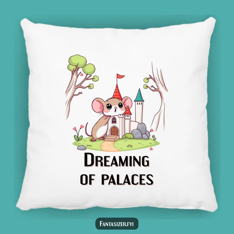 Funny Surprised Mouse Castle Pillow: Cozy Tiny Discovery Cushion Gift