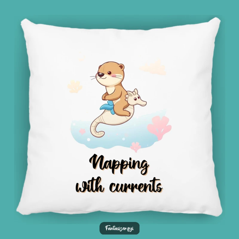 Funny Otter Seahorse Pillow: Dreamy Ocean Comfort, Whimsical Funny Gift for Kids