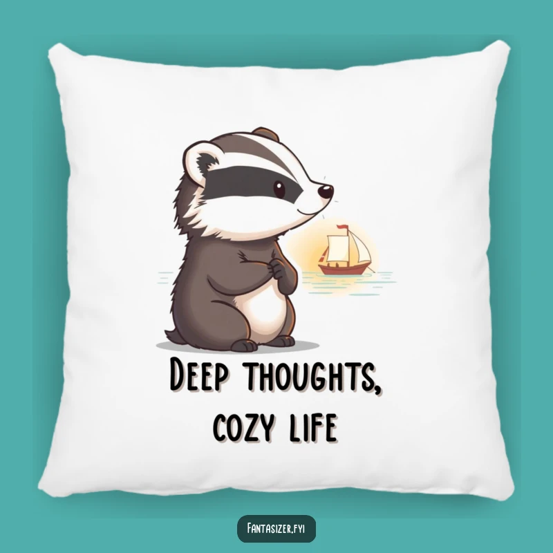 Soft Funny Badger Sunset Pillow: Cozy & Reflective Gift!