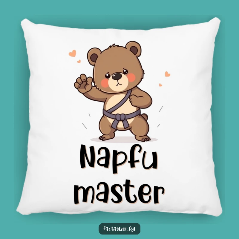 Soft Funny Bear Cub Martial Arts Pillow: Cozy & Hilarious Gift!
