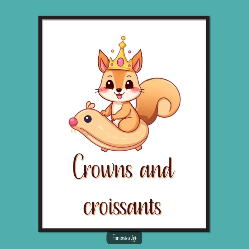 Funny Squirrel Digital Print: Pastry Rider Art, Instant Funny Gift Download