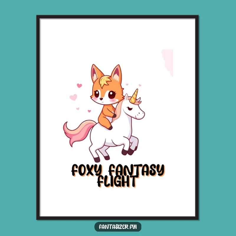 Funny Fox Riding Unicorn Digital Print: Instant Fantasy Humor, Gift