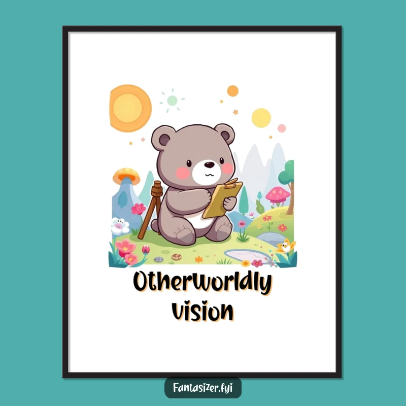 Funny Bear Artist Digital Print: Whimsical Wall Art, Bring Creativity Home, A Humorous Gift