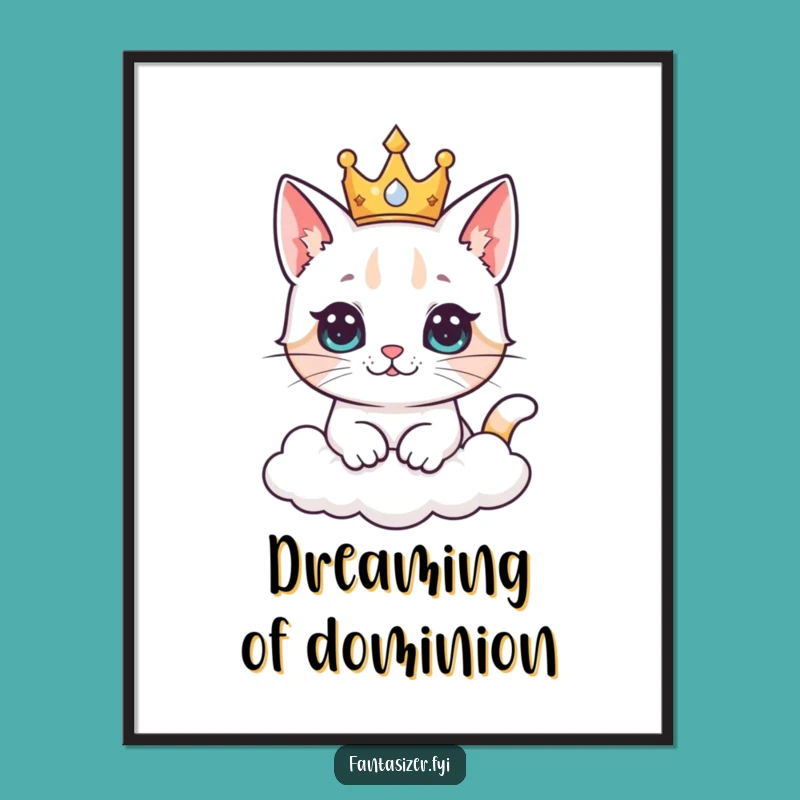 Funny Cat King Digital Art: Cloud Kingdom Print, Instant Royal Decor Gift
