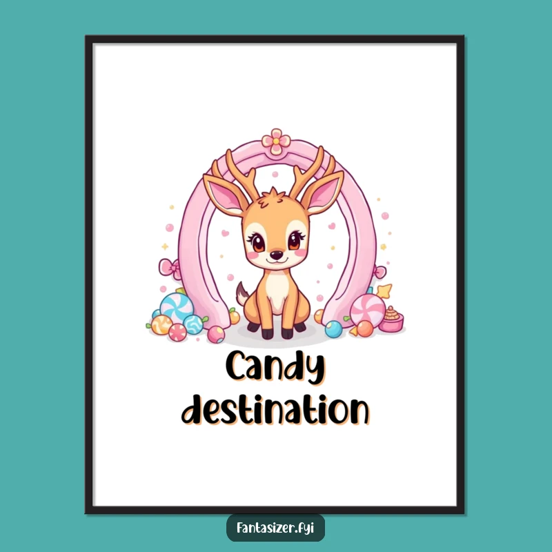 Funny Deer Digital Art - Printable Candy Portal Whimsy Art