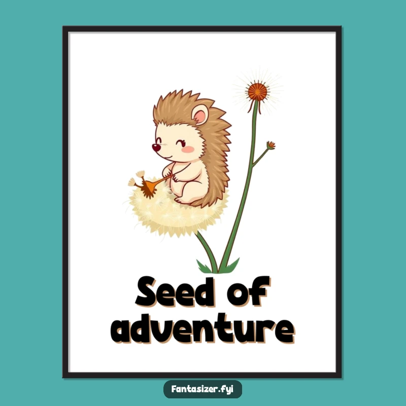Funny Hedgehog Dandelion Digital Art: Instant Whimsical Decor Funny Gift