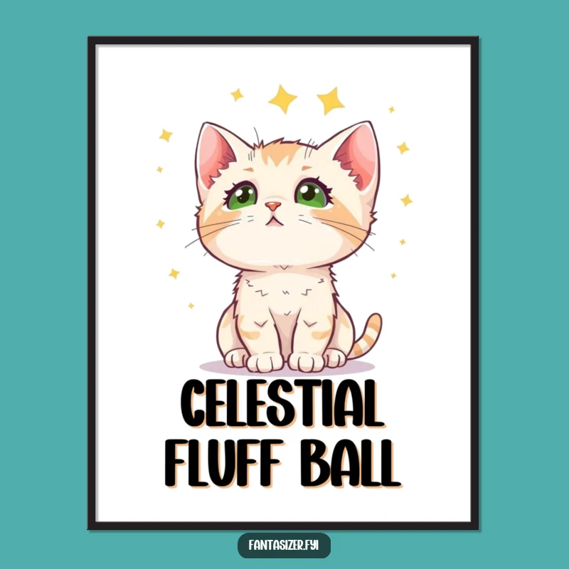 Funny Kitten Stargazing Digital Print: Wall Art for Cat Lovers' Celestial Wonder